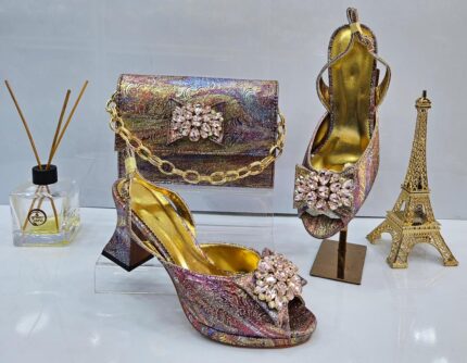 High fashion ladies bridal sandals and bag design(matching)