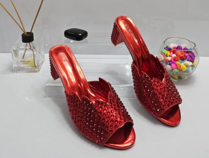 Red Slippers with stone